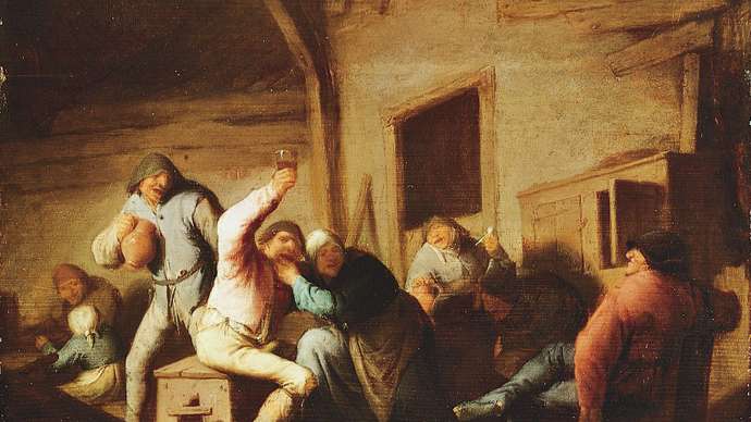 Carousing-Peasants-Interior-oil-painting-Adriaen-van-1638